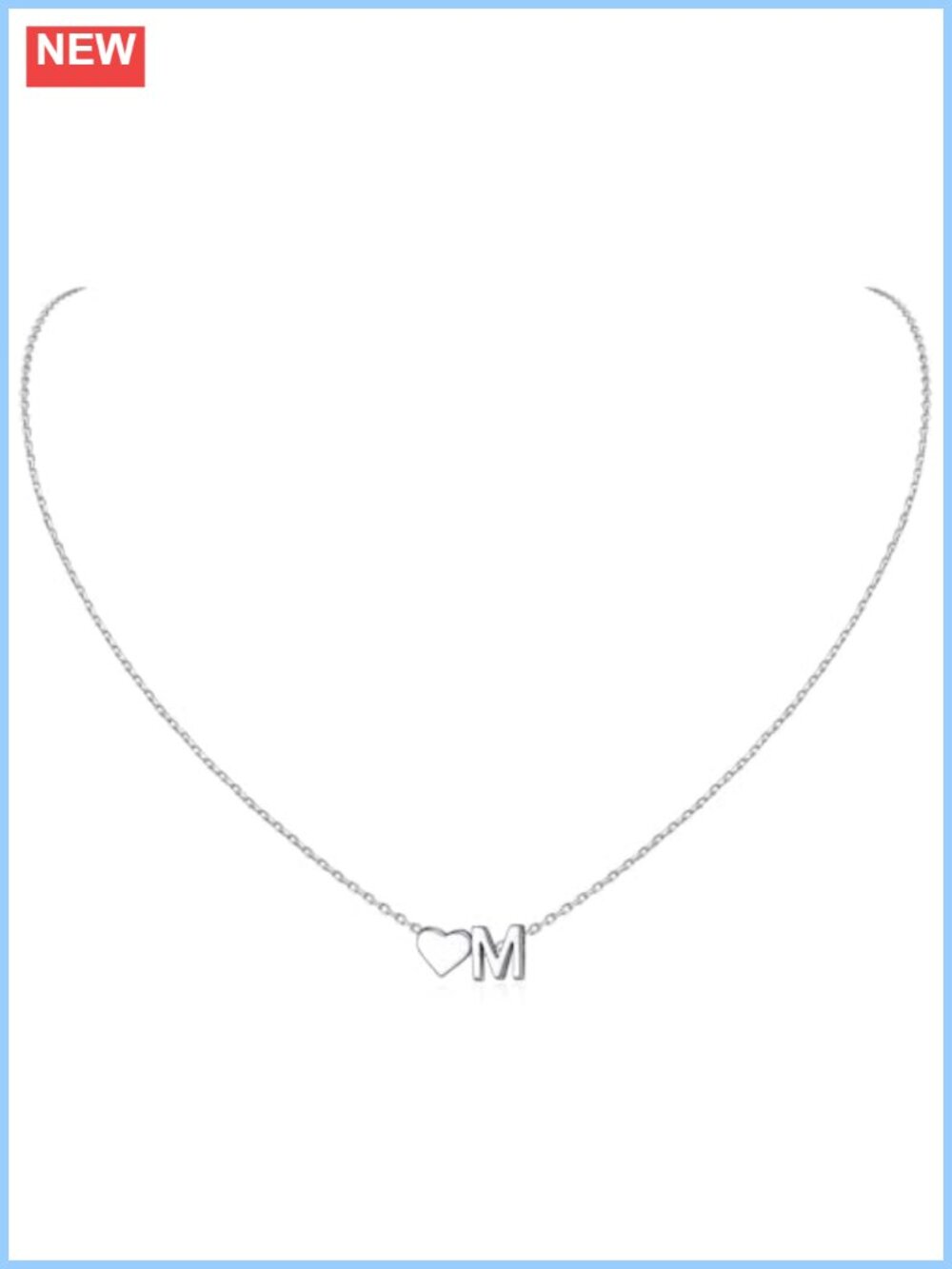 925 Sterling Silver Initial Heart Pendant Necklace, Dainty Personalized Letter